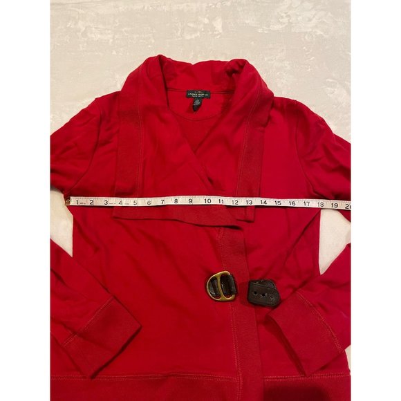 LRL Lauren Jeans Co Ralph Red Jacket Cardigan Sweater Top Buckle Closure - Picture 9 of 10